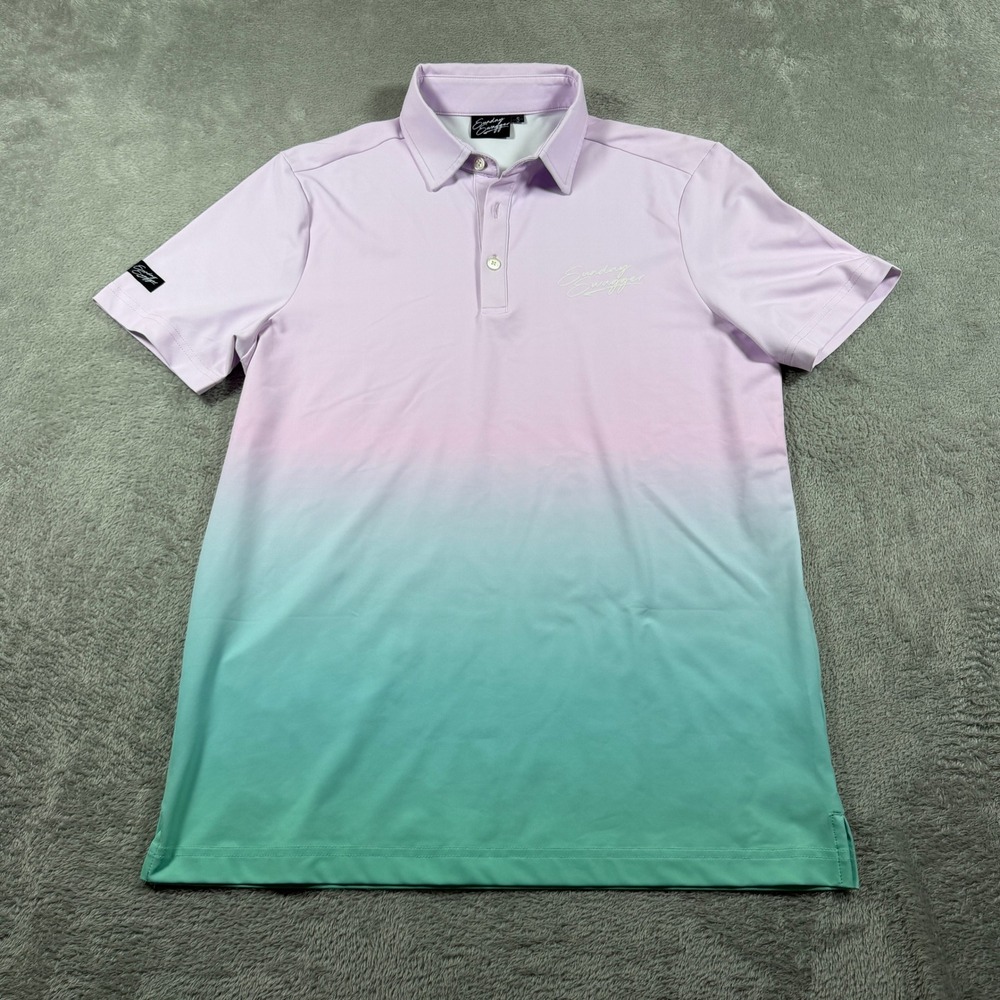 Sunday Swagger Golf Polo Shirt Men Small Purple Ombre Short Sleeve Performance